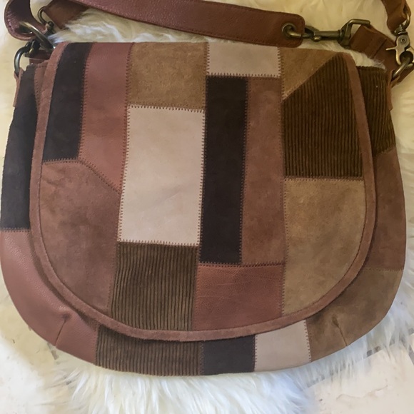🔥🔥Free People 🔥🔥Prague Patchwork Messenger Bag Purse Leather Suede - Picture 5 of 16